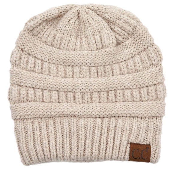 C.C Accessories - C.C-  Beige Cable Knit Beanie